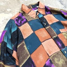 画像3: PANEL ARTISTIC PATTERN L/S SILK SHIRT / Mens M (3)