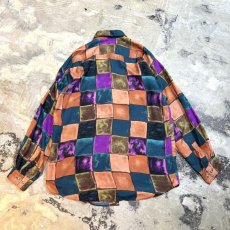 画像2: PANEL ARTISTIC PATTERN L/S SILK SHIRT / Mens M (2)