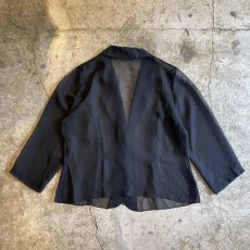 画像2: DESIGN COLLAR BLACK COLOR SHEER JACKET / Ladies M (2)