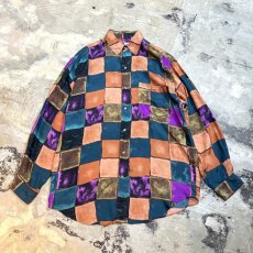 画像1: PANEL ARTISTIC PATTERN L/S SILK SHIRT / Mens M (1)