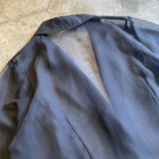 画像11: DESIGN COLLAR BLACK COLOR SHEER JACKET / Ladies M (11)