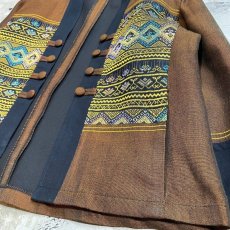 画像6: NATIVE BORDER PATTERN NO COLLAR JACKET / Mens XXL(S) (6)