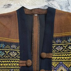 画像10: NATIVE BORDER PATTERN NO COLLAR JACKET / Mens XXL(S) (10)