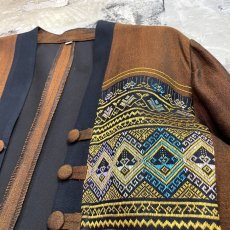 画像4: NATIVE BORDER PATTERN NO COLLAR JACKET / Mens XXL(S) (4)