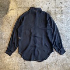 画像2: TWO MATERIAL BLACK COLOR DESIGN SHEER L/S SHIRT / Ladies M (2)