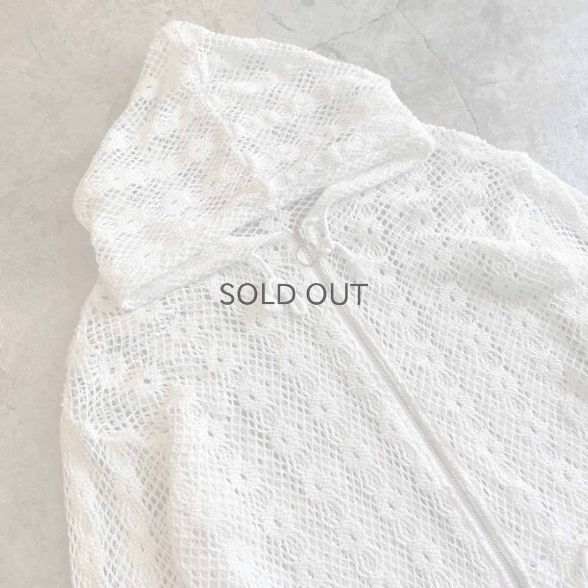 画像3: WHITE COLOR CROCHET LACE DESIGN ZIP UP HOODIE / Ladies M (3)