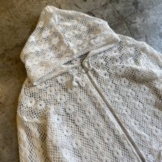 画像3: WHITE COLOR CROCHET LACE DESIGN ZIP UP HOODIE / Ladies M (3)