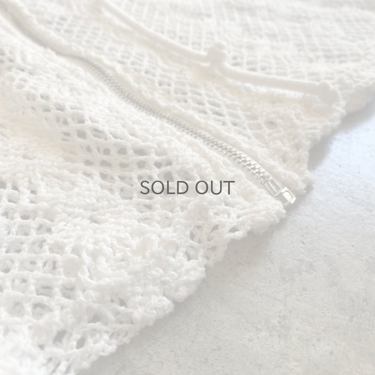 画像13: WHITE COLOR CROCHET LACE DESIGN ZIP UP HOODIE / Ladies M (13)