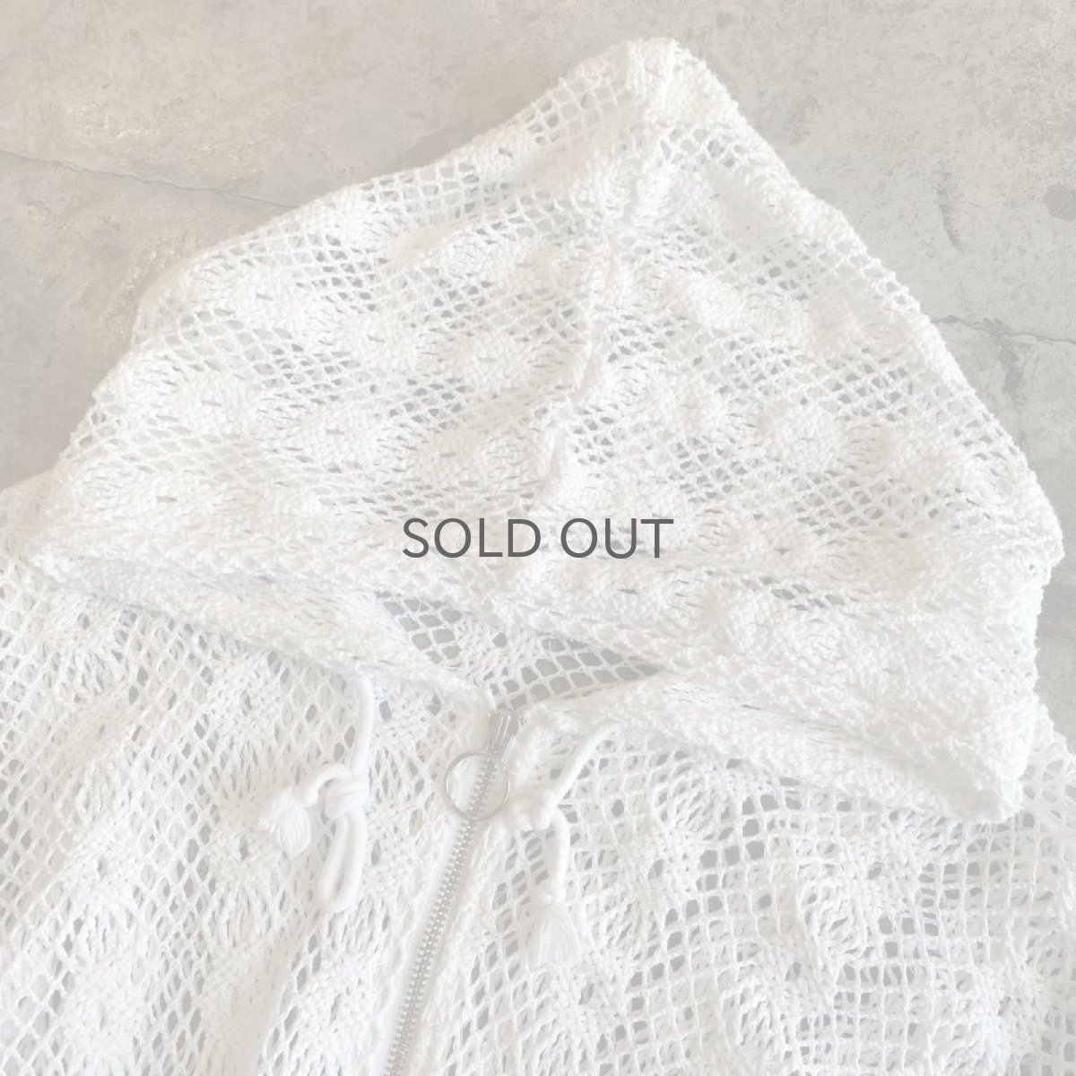 画像5: WHITE COLOR CROCHET LACE DESIGN ZIP UP HOODIE / Ladies M (5)