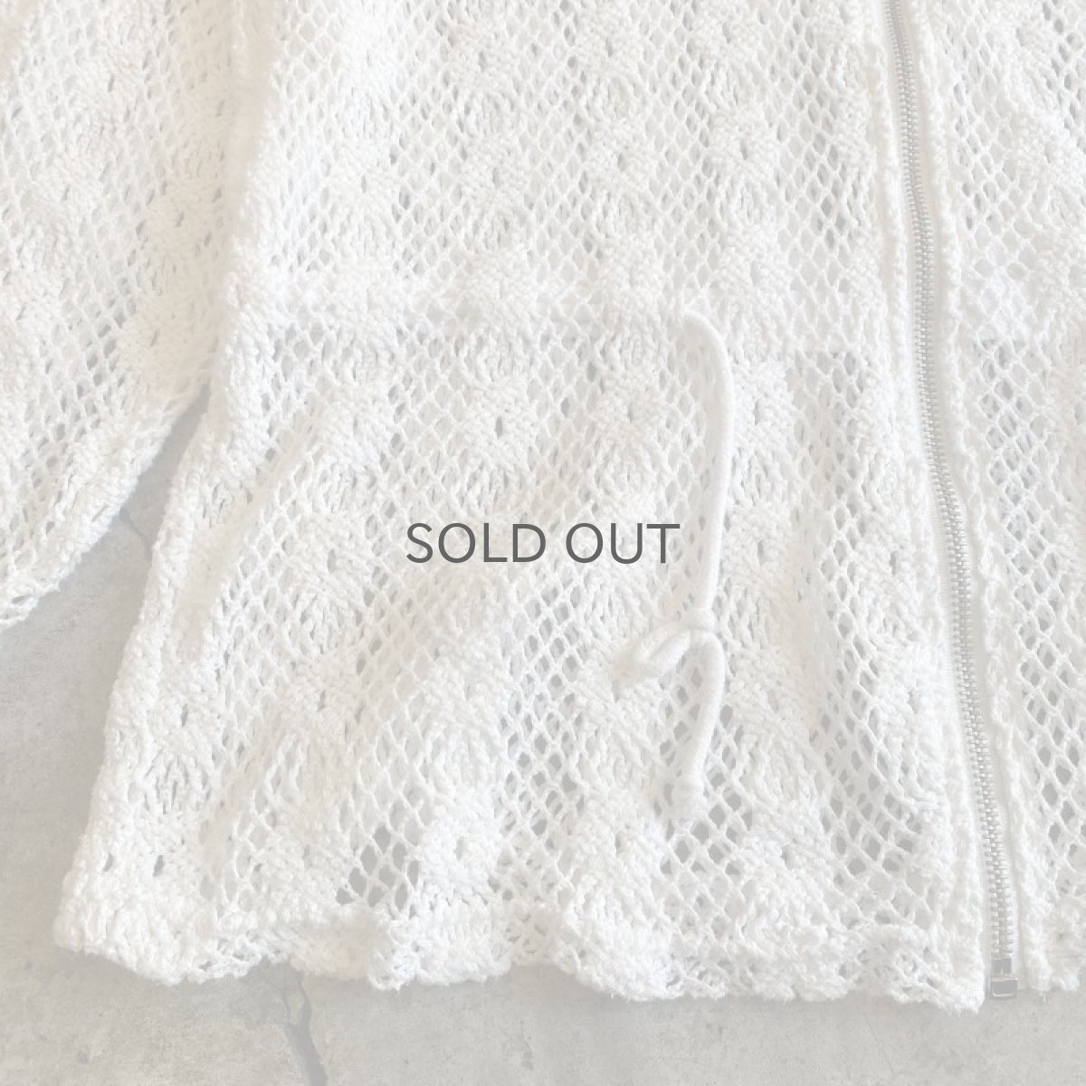 画像6: WHITE COLOR CROCHET LACE DESIGN ZIP UP HOODIE / Ladies M (6)