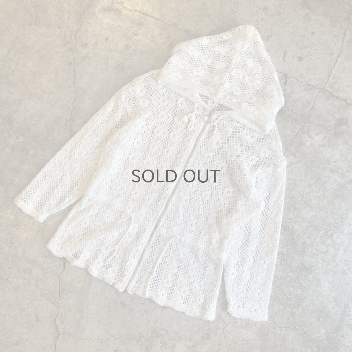 画像4: WHITE COLOR CROCHET LACE DESIGN ZIP UP HOODIE / Ladies M (4)