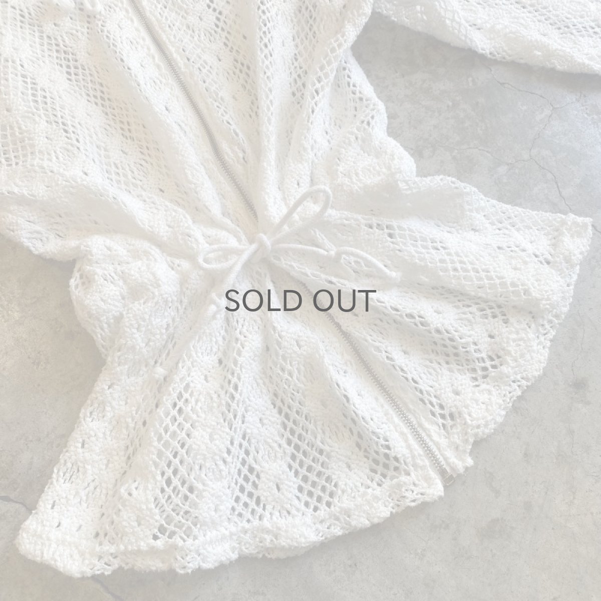 画像10: WHITE COLOR CROCHET LACE DESIGN ZIP UP HOODIE / Ladies M (10)