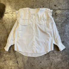 画像1: DOUBLE FRILL COLLAR DESIGN L/S SHIRT / Ladies L (1)