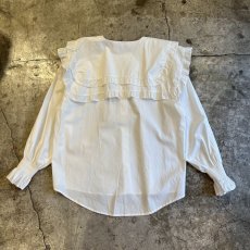 画像2: DOUBLE FRILL COLLAR DESIGN L/S SHIRT / Ladies L (2)