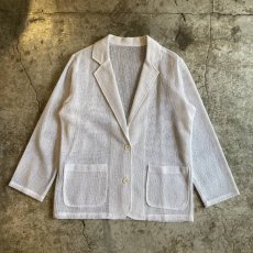 画像1: WHITE COLOR MESH DESIGN TAILORED JACKET / Ladies M (1)