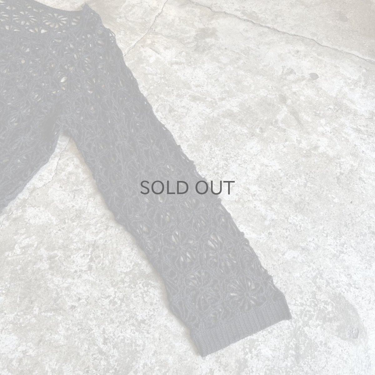 画像7: BLACK COLOR CROCHET DESIGN KNIT L/S TOPS / Ladies M (7)