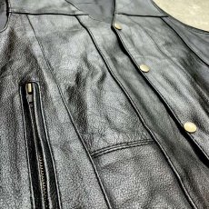 画像5: SIDE LACE UP BLACK COLOR REAL LEATHER VEST / Mens M (5)