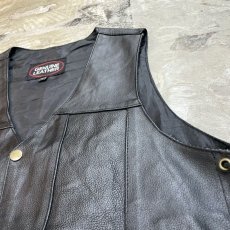 画像4: SIDE LACE UP BLACK COLOR REAL LEATHER VEST / Mens M (4)