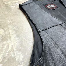 画像7: SIDE LACE UP BLACK COLOR REAL LEATHER VEST / Mens M (7)