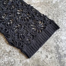 画像6: BLACK COLOR CROCHET DESIGN KNIT L/S TOPS / Ladies M (6)