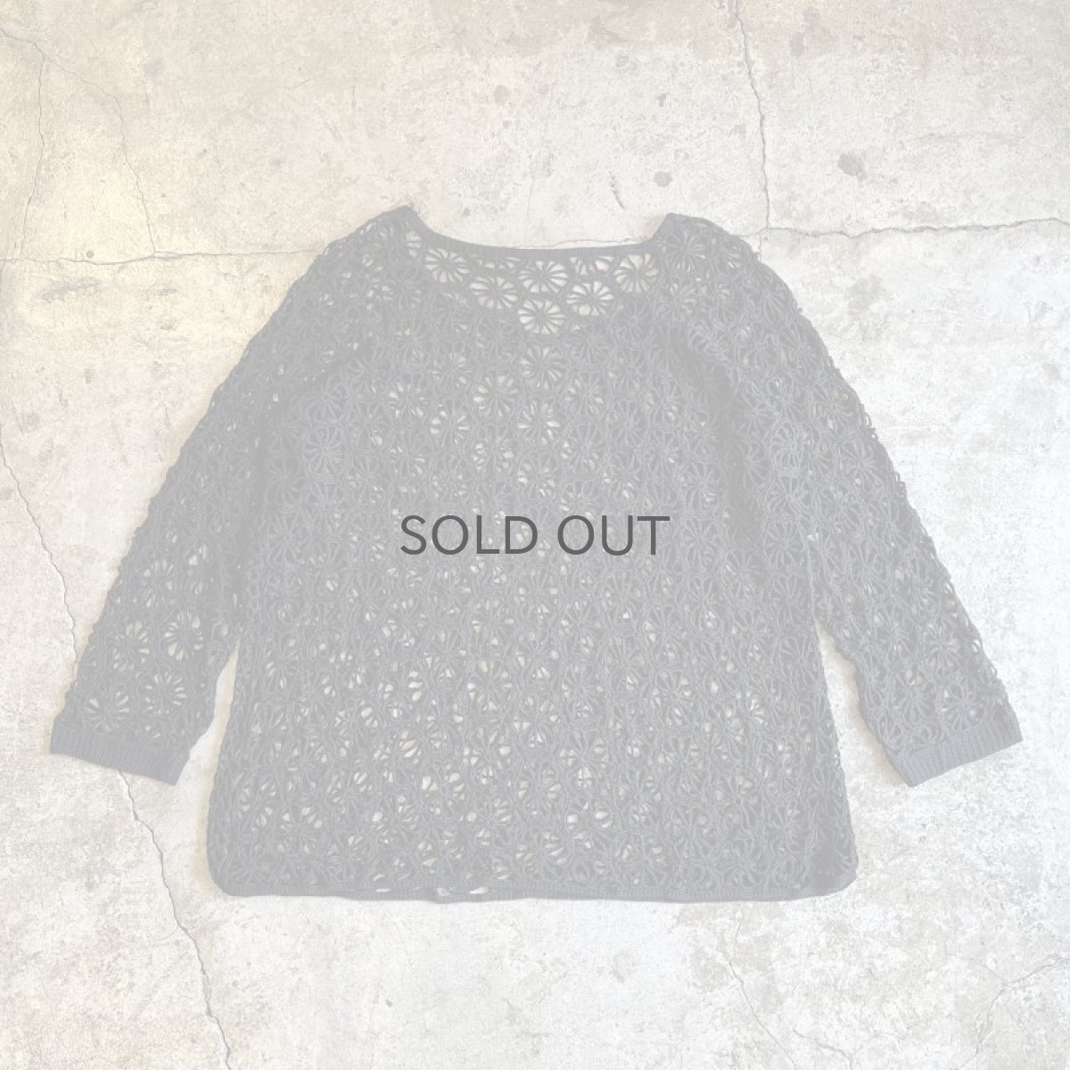 画像2: BLACK COLOR CROCHET DESIGN KNIT L/S TOPS / Ladies M (2)