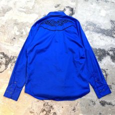 画像2: EMBROIDERY WESTERN L/S COLOR SHIRT / Mens L (2)