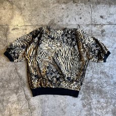 画像2: ALL OVER ANIMAL MIX PATTERN DOLMAN SLEEVE DESIGN VELVET S/S TOPS / Ladies M (2)