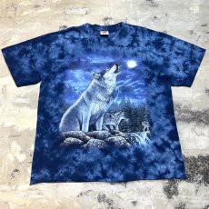 画像1: WOLF PRINTED TIE DYE PATTERN S/S TEE / Mens XL (1)