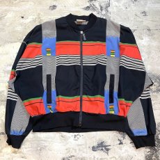 画像1: 80's MULTI PATTERN ZIP UP BLOUSON / Mens M / MADE IN USA (1)