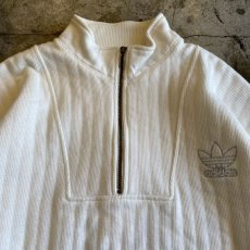 画像6: 【adidas】ONE POINT EMBROIDERY RIB THERMAL DESIGN HALF ZIP SWEAT / Ladies L (6)