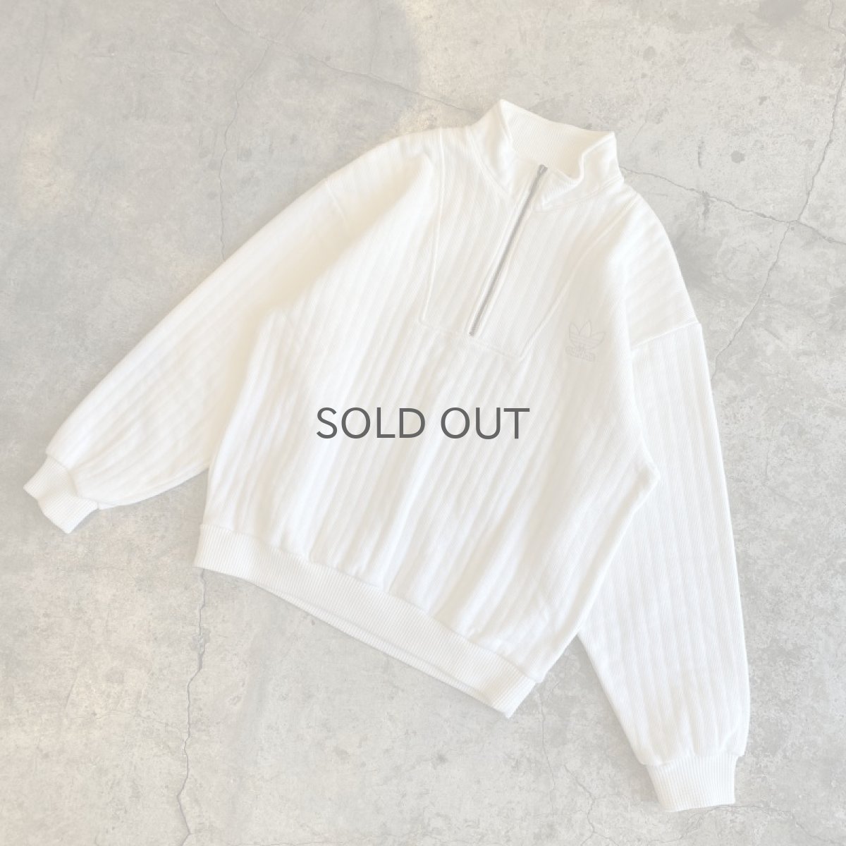 画像4: 【adidas】ONE POINT EMBROIDERY RIB THERMAL DESIGN HALF ZIP SWEAT / Ladies L (4)