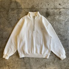 画像1: 【adidas】ONE POINT EMBROIDERY RIB THERMAL DESIGN HALF ZIP SWEAT / Ladies L (1)