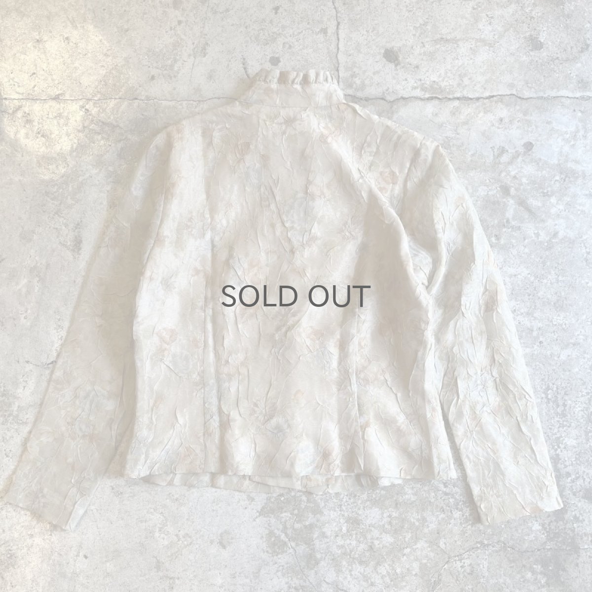 画像2: PALE TONE FLORAL PATTERN WASHER DESIGN SHEER L/S SHIRT / Ladies M (2)