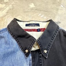 画像10: 90's BICOLOR SWITCHE DENIM B/D LONG SLEEVE SHIRT / Mens XL (10)