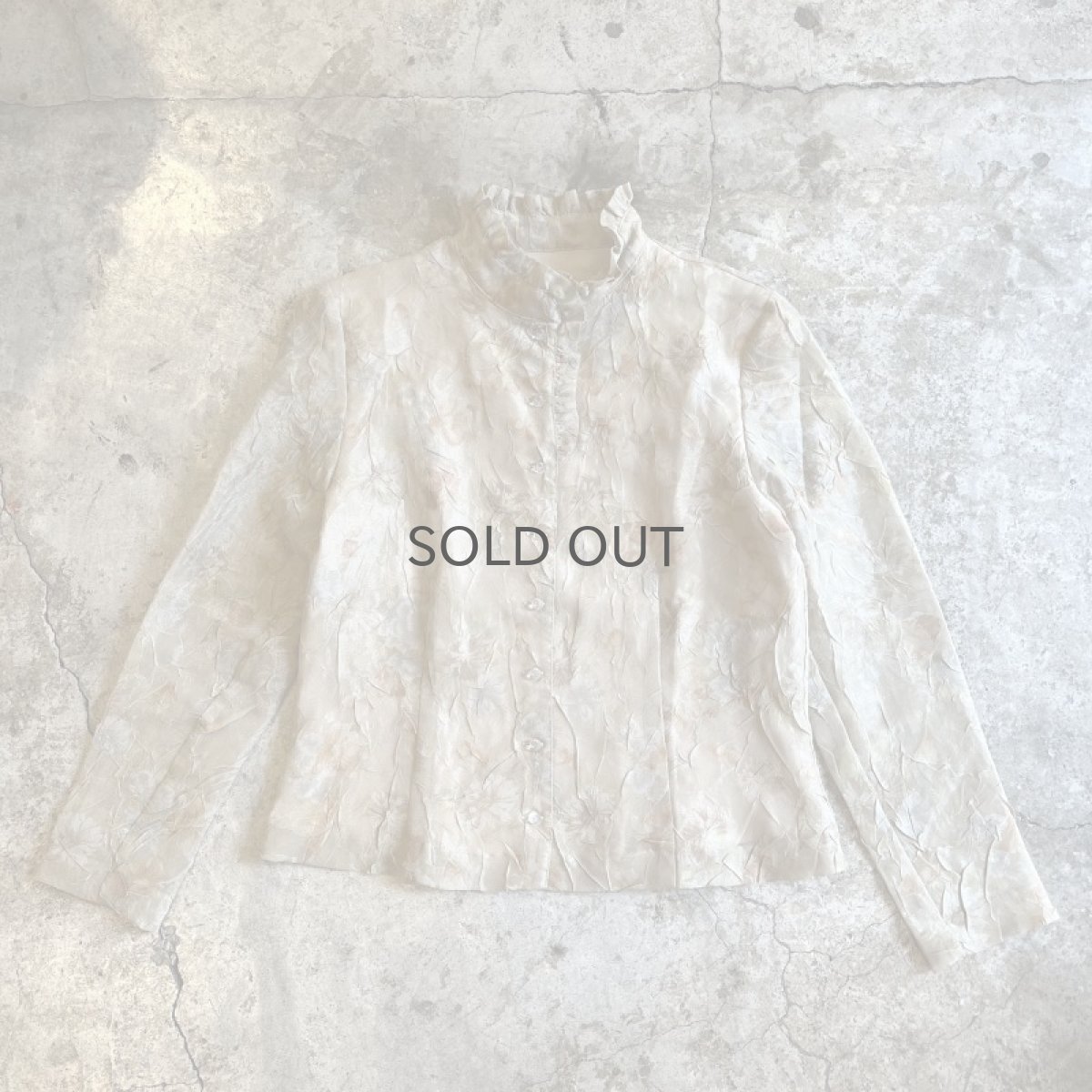 画像1: PALE TONE FLORAL PATTERN WASHER DESIGN SHEER L/S SHIRT / Ladies M (1)