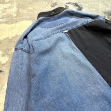 画像9: 90's BICOLOR SWITCHE DENIM B/D LONG SLEEVE SHIRT / Mens XL (9)