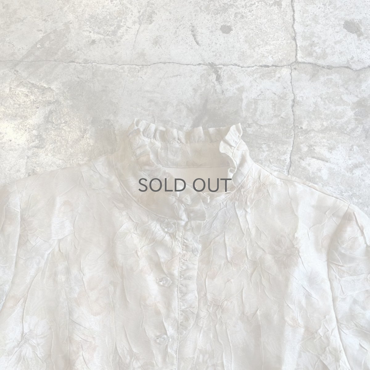 画像9: PALE TONE FLORAL PATTERN WASHER DESIGN SHEER L/S SHIRT / Ladies M (9)