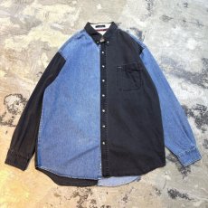 画像1: 90's BICOLOR SWITCHE DENIM B/D LONG SLEEVE SHIRT / Mens XL (1)