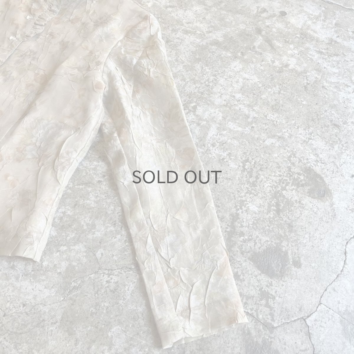 画像7: PALE TONE FLORAL PATTERN WASHER DESIGN SHEER L/S SHIRT / Ladies M (7)