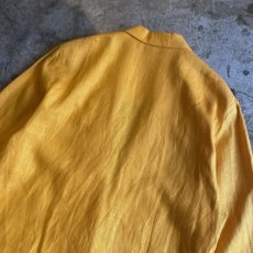 画像9: YELLOW COLOR LINEN OVER SIZE TAILORED JACKET / Ladies L (9)