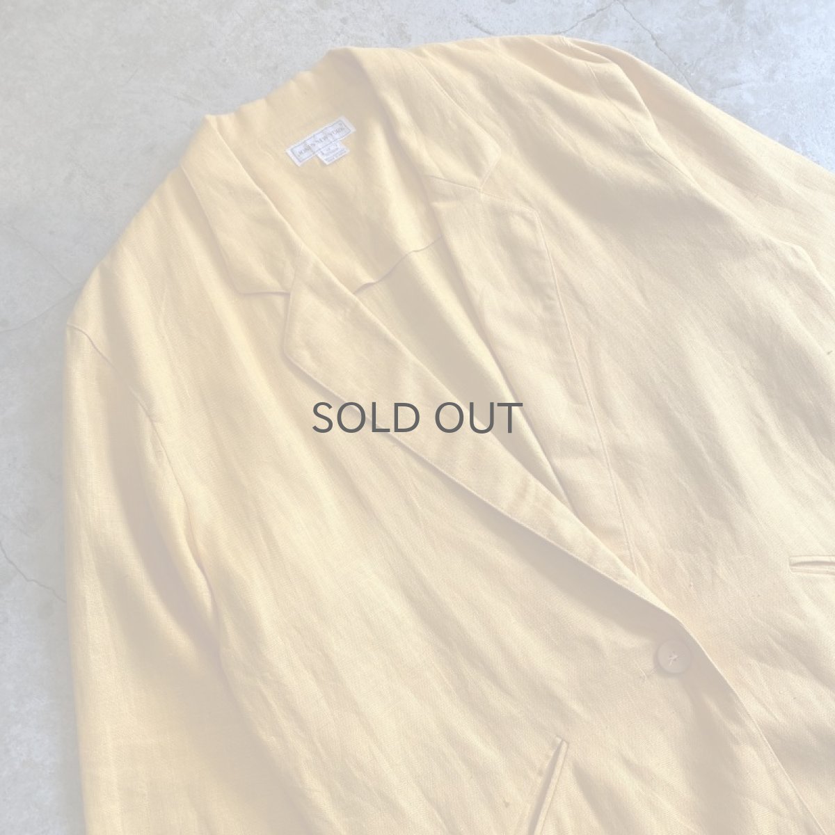 画像3: YELLOW COLOR LINEN OVER SIZE TAILORED JACKET / Ladies L (3)