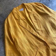 画像3: YELLOW COLOR LINEN OVER SIZE TAILORED JACKET / Ladies L (3)