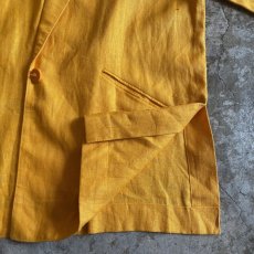 画像7: YELLOW COLOR LINEN OVER SIZE TAILORED JACKET / Ladies L (7)