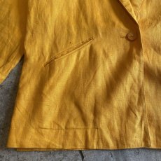 画像5: YELLOW COLOR LINEN OVER SIZE TAILORED JACKET / Ladies L (5)