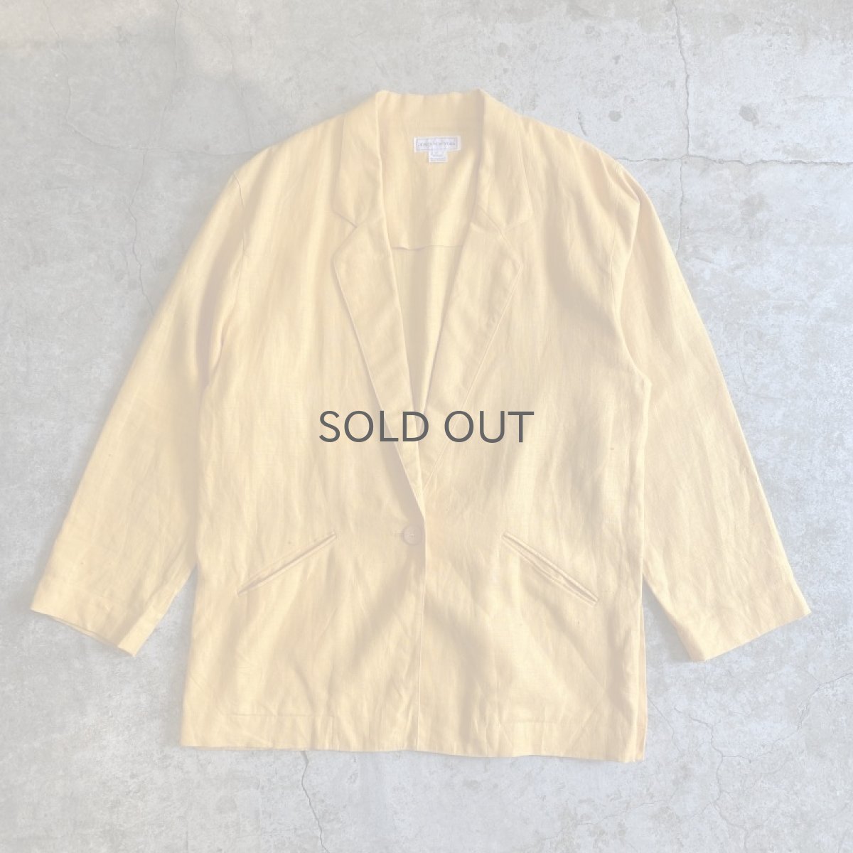 画像1: YELLOW COLOR LINEN OVER SIZE TAILORED JACKET / Ladies L (1)