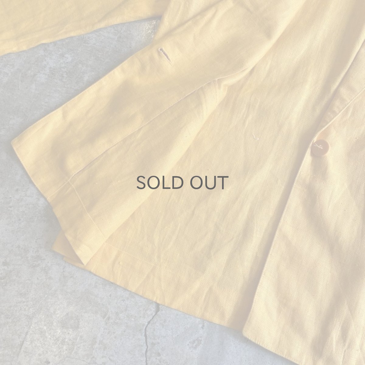 画像8: YELLOW COLOR LINEN OVER SIZE TAILORED JACKET / Ladies L (8)
