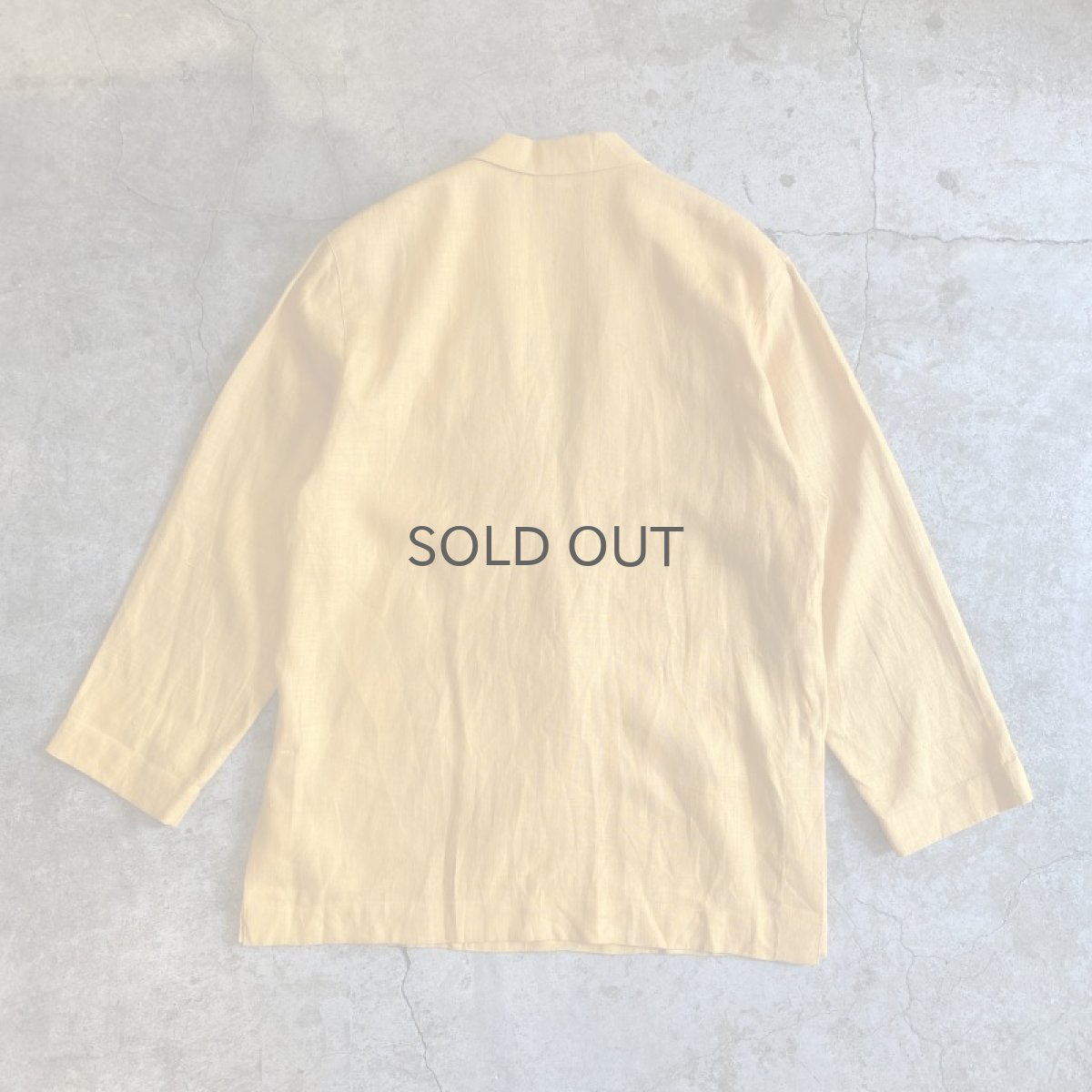 画像2: YELLOW COLOR LINEN OVER SIZE TAILORED JACKET / Ladies L (2)