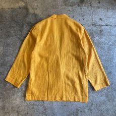 画像2: YELLOW COLOR LINEN OVER SIZE TAILORED JACKET / Ladies L (2)