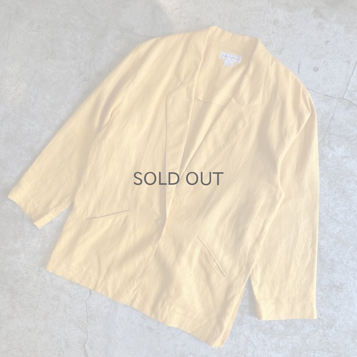 画像4: YELLOW COLOR LINEN OVER SIZE TAILORED JACKET / Ladies L (4)