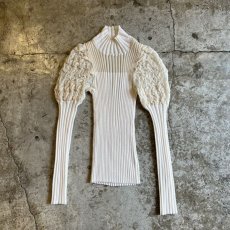 画像1: VOLUME SLEEVE DESIGN HALF NECK RIB L/S TOPS / Ladies XS~S (1)